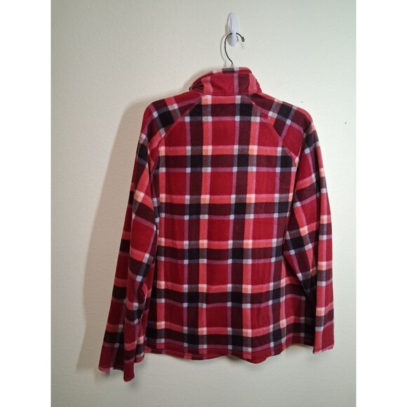 Eddie Bauer Pullover Fleece Jacket 1/2 Zip Plaid Rustic Western Red Women Sz XXL - Picture 2 of 5